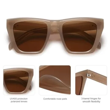 SOJOS Fashion Oversized Square Polarized Sunglasses for Women Trendy UV Protection Lens Womens Sunnies SJ2179, Brown Frame/Brown Lens