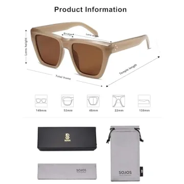 SOJOS Fashion Oversized Square Polarized Sunglasses for Women Trendy UV Protection Lens Womens Sunnies SJ2179, Brown Frame/Brown Lens