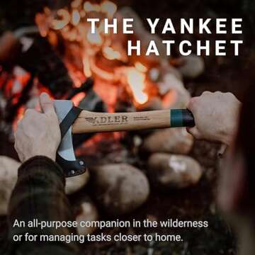 Adler - The Yankee, 15", German Forged, All-Purpose Wilderness Camping Hatchet & Kindling Splitting, Anti-Slip Wood Handle (Red Stripe)