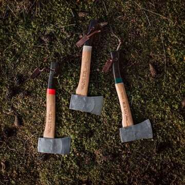 Adler - The Yankee, 15", German Forged, All-Purpose Wilderness Camping Hatchet & Kindling Splitting, Anti-Slip Wood Handle (Red Stripe)