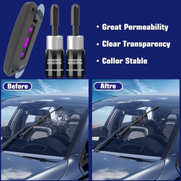 Windshield Repair Kit - 2 PCS Crack & Chip Repair with UV Light