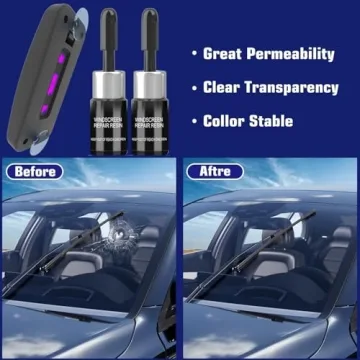 Windshield Repair Kit - 2 PCS Crack & Chip Repair with UV Light