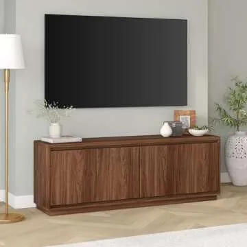 Stylish Henn&Hart Presque TV Stand - Accommodates TVs up to 75"