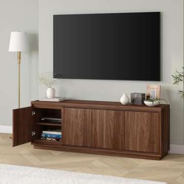 Stylish Henn&Hart Presque TV Stand - Accommodates TVs up to 75"