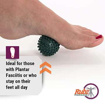 Due North Foot Rubz Hand & Back Massage Ball - Relieve Pain from Plantar Fasciitis, Tight Muscles & Sore Feet - Massage Tool