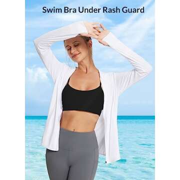 BALEAF Women's Modest Bikini Swim Top Bra Full Coverage Push Up Swimsuit Tops Adjustable Straps Sports Athletic Black S