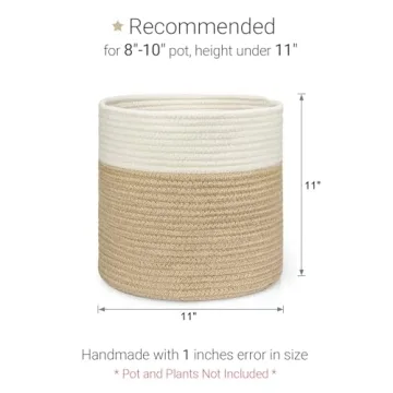 Dahey Jute Spliced Cotton Rope Plant Basket - Versatile Modern Decor