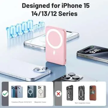 AOGUERBE for Magsafe Battery Pack, 10000mAh Magnetic Power Bank with (22.5W) USB-C Fast Charging, Wireless Mag-Safe Portable Charger with LED Display & Foldable Stand for iPhone 16/15/14/13/12 Series