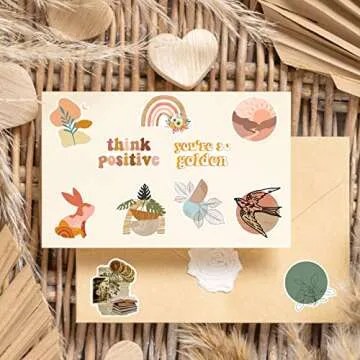 100 Pcs Boho Aesthetic Stickers Minimalist Abstract Line Art Decor for Water Bottle,Laptop,Phone,Skateboard Stickers for Teens Girls Kids and Wome