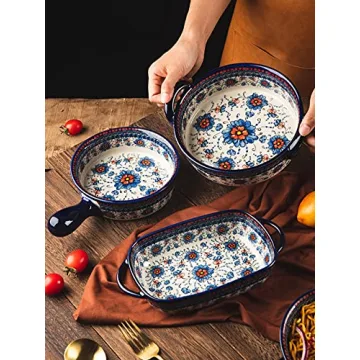 Ceramic Bakeware Dish - Floral Design for Cooking