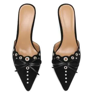 VOLEECE Stylish Studded Heeled Mules for Women