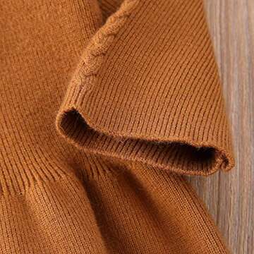 Newborn Baby Girl Boy Knit Sweater Romper Neutral One Piece Bodysuit Pullover Fall Winter Clothes (Y3 Ruffle Brown, 12-18M)