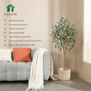 CROSOFMI 5ft Artificial Olive Tree for Year-Round Decor