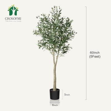 CROSOFMI 5ft Artificial Olive Tree for Year-Round Decor