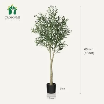 CROSOFMI 5ft Artificial Olive Tree for Year-Round Decor