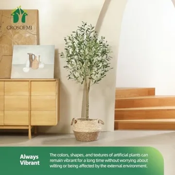 CROSOFMI 5ft Artificial Olive Tree for Year-Round Decor