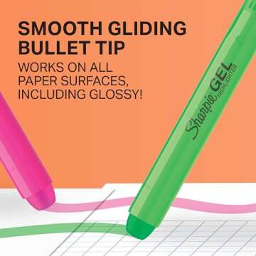 Sharpie Gel Highlighters, Bullet Tip, Assorted Fluorescent Highlighter Markers, 5 Count Pack, Smear And Bleed Resistant, Long-Lasting And Won'T Dry Out