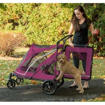 Pet Gear NO-ZIP Stroller for Dogs and Cats - Boysenberry