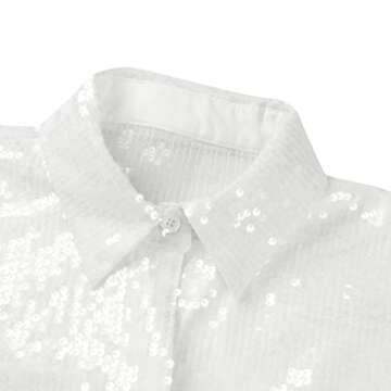 Stylish Women Sequin Button Down Shirt Blouse for Parties