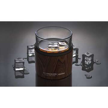 asobu Insulated Whiskey Glass and Stainless Steel Sleeve (Wood)