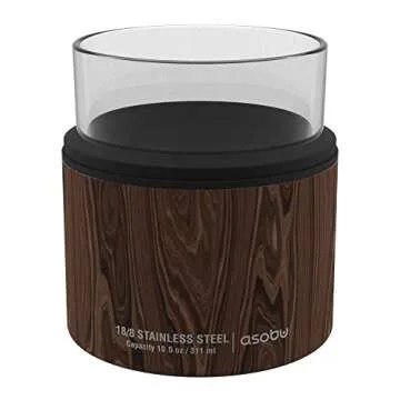 asobu Insulated Whiskey Glass and Stainless Steel Sleeve (Wood)