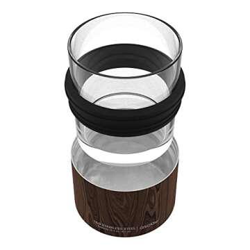 asobu Insulated Whiskey Glass and Stainless Steel Sleeve (Wood)