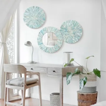 TEIPAI Handmade Beach Mirror Wall Decor Set for Home