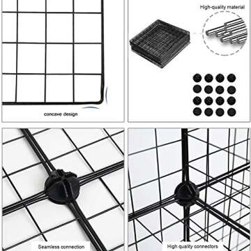 C&AHOME Wire Cube Storage, 12-Cube Storage Organizer Metal, C Grids Storage Bins Shelving, Modular Bookshelf Shelf, Closet Cabinet Ideal for Bedroom, Office 36.6”L x 12.4”W 48.4”H Black