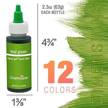12 Food Color U.S. Cake Supply 2.3-Ounce Liqua-Gel Cake Food Coloring Variety Pack with Color Mixing Wheel - Made in the U.S.A.