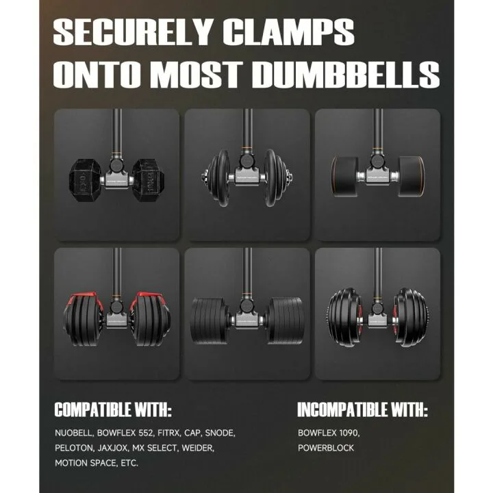 Flexibell Dumbbell Converter - 260 LBS Weight Capacity 丨Convert Dumbbells to Barbell and Kettlebell by Alloy Steel Bar & Clamp, Enhanced Compatibility with Most Dumbbells for Home Fitness