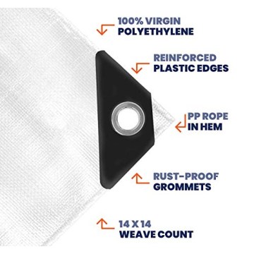 Tarpco Safety Heavy Duty Tarp Cover - Waterproof & UV Resistant