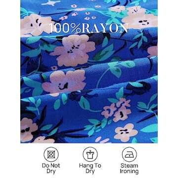 ZESICA Women's 2025 Bohemian Floral Printed Wrap V Neck Short Sleeve Split Beach Party Maxi Dress,Blue,Small