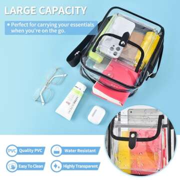 SPODEARS Clear Bag Stadium Approved Crossbody Purse, Small Clear Tote Bag for Concert Festival Sport Games Events Venues