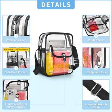 SPODEARS Clear Bag Stadium Approved Crossbody Purse, Small Clear Tote Bag for Concert Festival Sport Games Events Venues