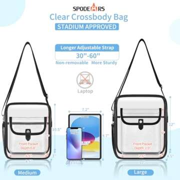 SPODEARS Clear Bag Stadium Approved Crossbody Purse, Small Clear Tote Bag for Concert Festival Sport Games Events Venues