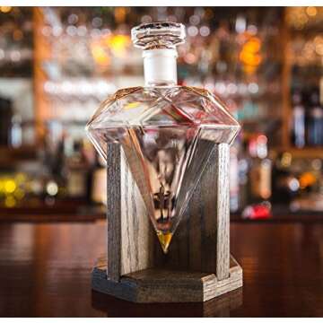 Whiskey Decanter - Newlywed Gift Diamond Decanters for Alcohol, Rum, Bourbon, Scotch, Wine Decanter – Diamond 10 Year Anniversary Present or Groomsmen Gifts – 1000ml Liquor (Prestige Decanters)