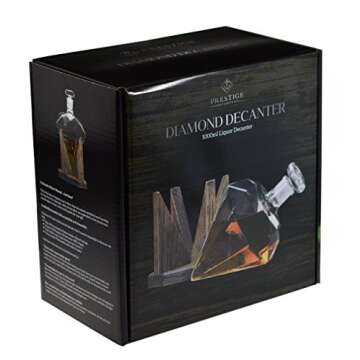 Whiskey Decanter - Newlywed Gift Diamond Decanters for Alcohol, Rum, Bourbon, Scotch, Wine Decanter – Diamond 10 Year Anniversary Present or Groomsmen Gifts – 1000ml Liquor (Prestige Decanters)