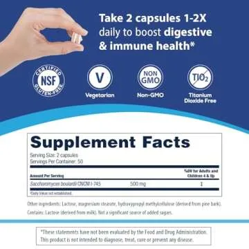 Florastor Probiotics for Digestive and Immune Health, 100 Capsules, Probiotics for Women & Men, Helps Flush Out Bad Bacteria, Boosts The Good with Our Unique Strain Saccharomyces Boulardii