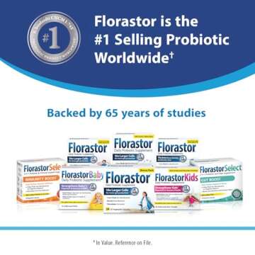 Florastor Probiotics for Digestive and Immune Health, 100 Capsules, Probiotics for Women & Men, Helps Flush Out Bad Bacteria, Boosts The Good with Our Unique Strain Saccharomyces Boulardii