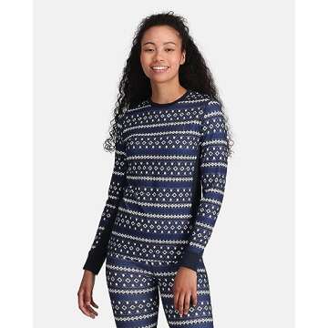Kari Traa Women's Lune Long Sleeve Base Layer Top - Polyester Blend Fitted Long Sleeve Knit Thermal Shirt, Azure, Medium