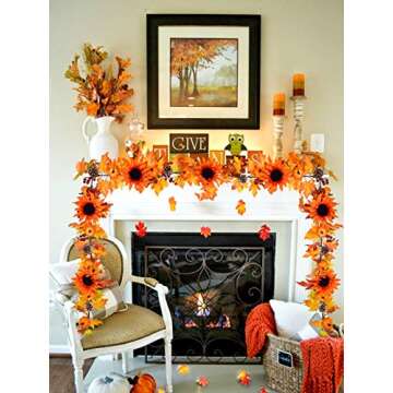 6ft Fall Maple Leaf Garland for Autumn Celebration Decor