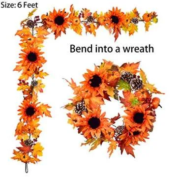 6ft Fall Maple Leaf Garland for Autumn Celebration Decor