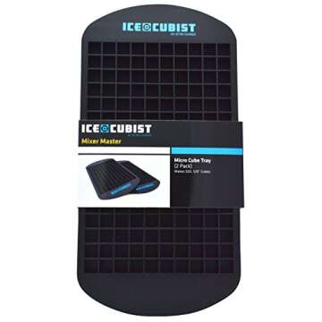 Mix Master Silicone Micro Cube Tray - Micro Mini ⅜ Inch Ice Cube Tray Mold 160 Nugget Cubes - 2 Tray Pack, BPA Free
