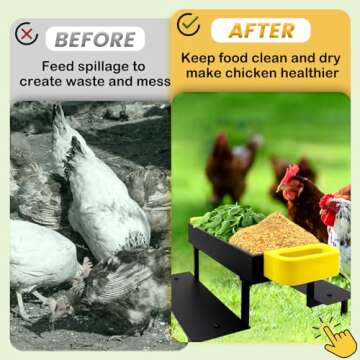 Beyoogeem Metal Chicken Picnic Table Feeder for Poultry