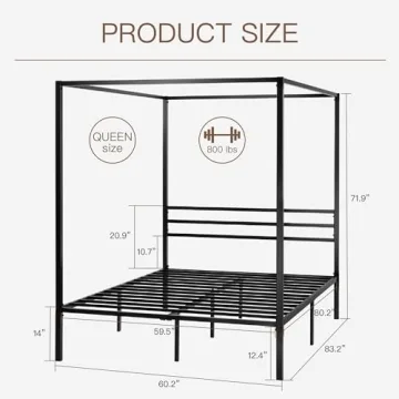 ikalido Queen Size Metal Canopy Bed Frame for Elegant Bedrooms