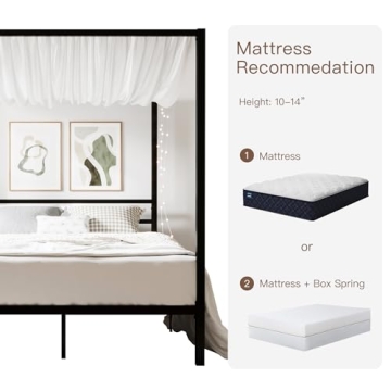ikalido Queen Size Metal Canopy Bed Frame for Elegant Bedrooms