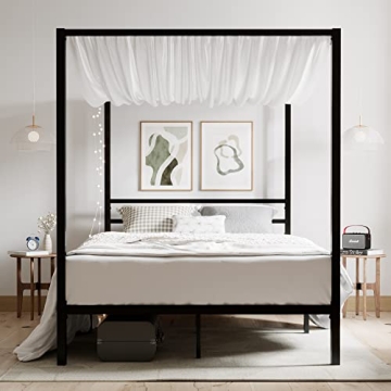 ikalido Queen Size Metal Canopy Bed Frame for Elegant Bedrooms