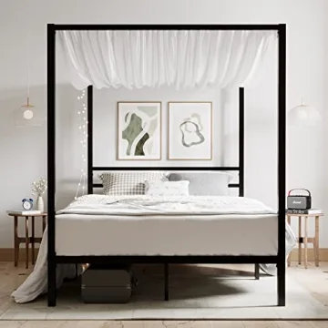 ikalido Queen Size Metal Canopy Bed Frame for Elegant Bedrooms