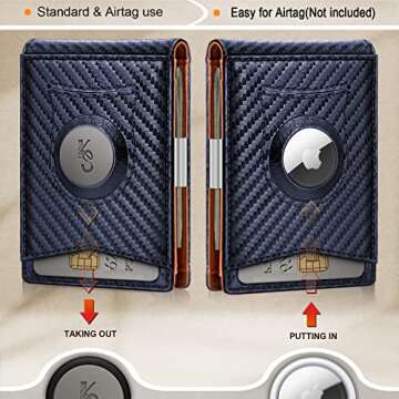 Mens Wallet For Airtag or Standard Use,KEMISANT Slim Front Pocket Wallet for Gift Men 11 Cards RFID ...