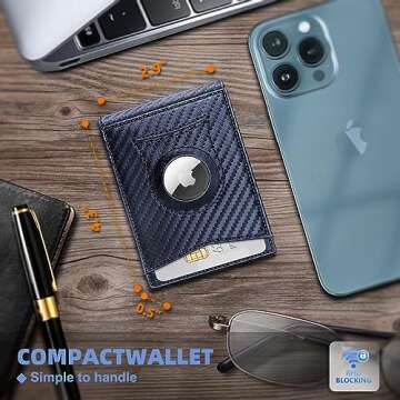 Mens Wallet For Airtag or Standard Use,KEMISANT Slim Front Pocket Wallet for Gift Men 11 Cards RFID Blocking